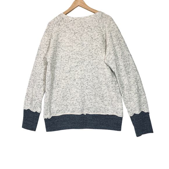 NEW Monrow Sweatshirt Ivory with Gray Cuffs and Hem Size L - Picture 2 of 6